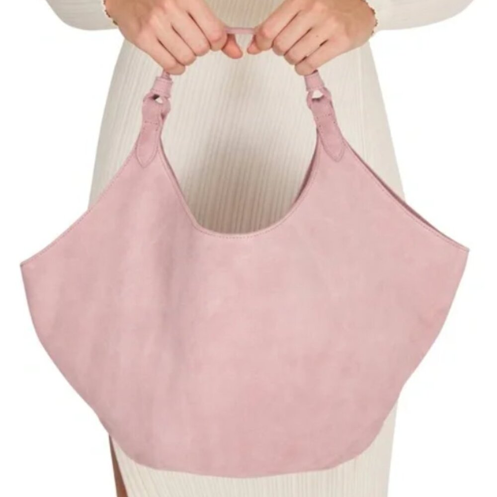 M.I.L.A. Luxury "Emma" Suede Hobo Shoulder Purse - Pink